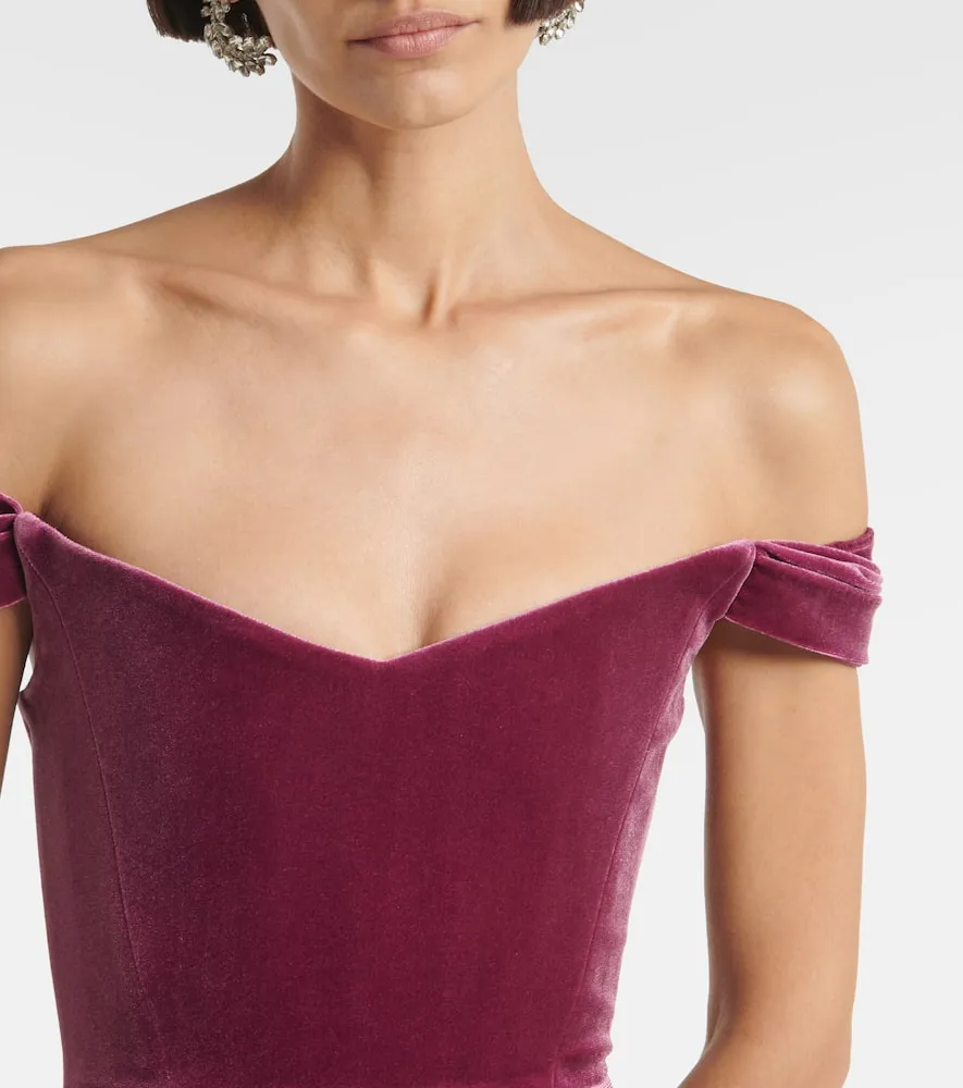 Alex Perry Off-shoulder velvet corset dress