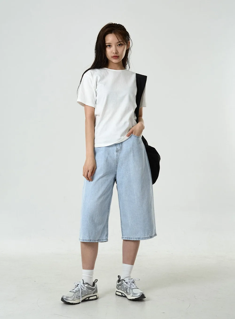 Basic Long Denim Shorts CU7