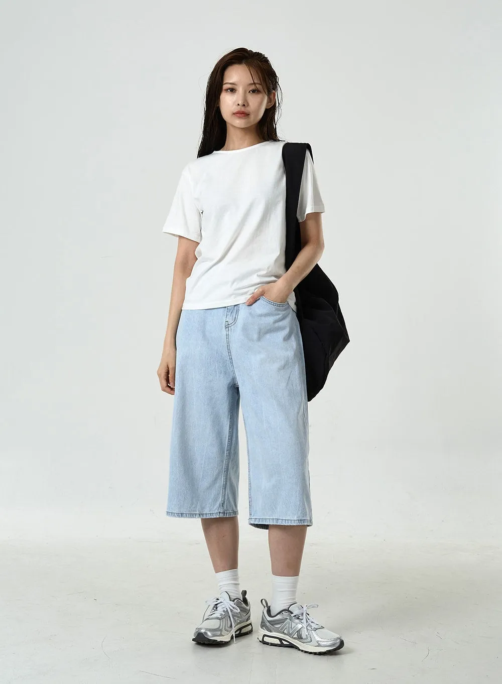 Basic Long Denim Shorts CU7