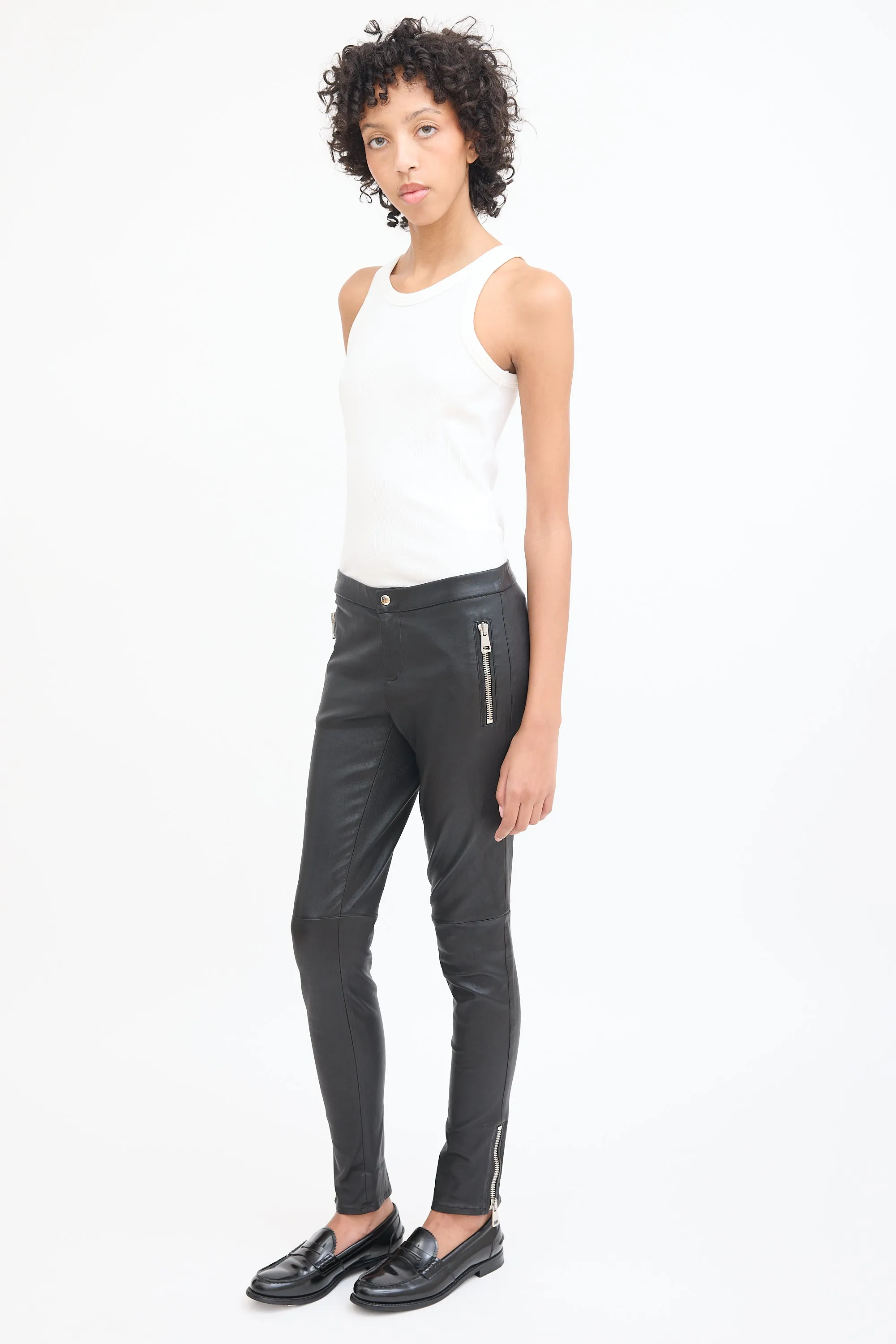 Black Leather Slim Trouser