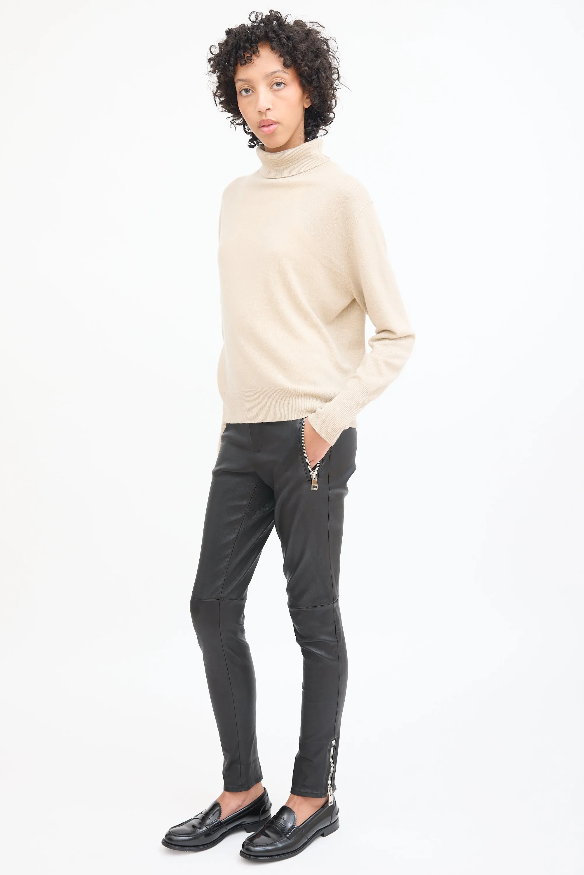 Black Leather Slim Trouser