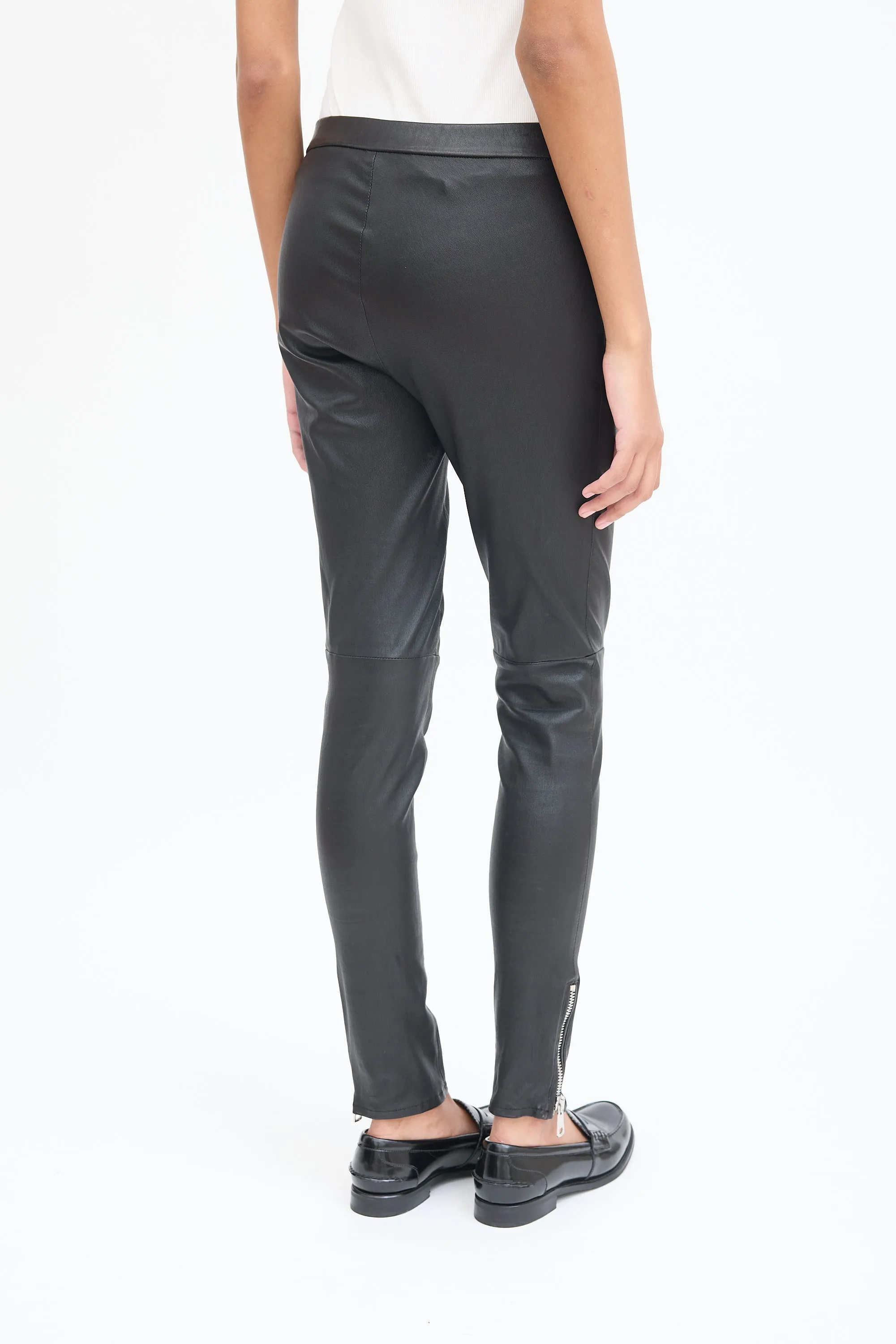 Black Leather Slim Trouser