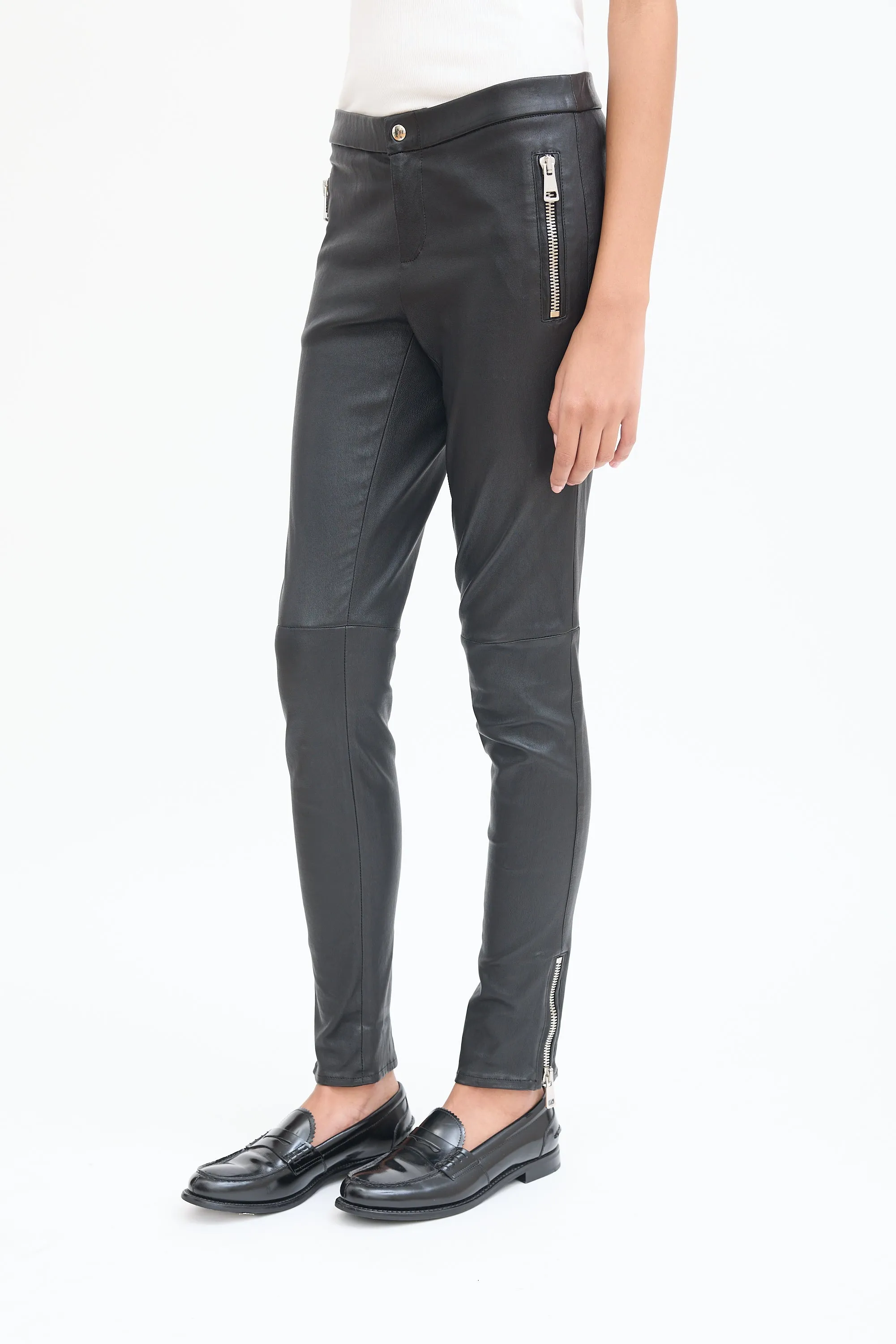 Black Leather Slim Trouser