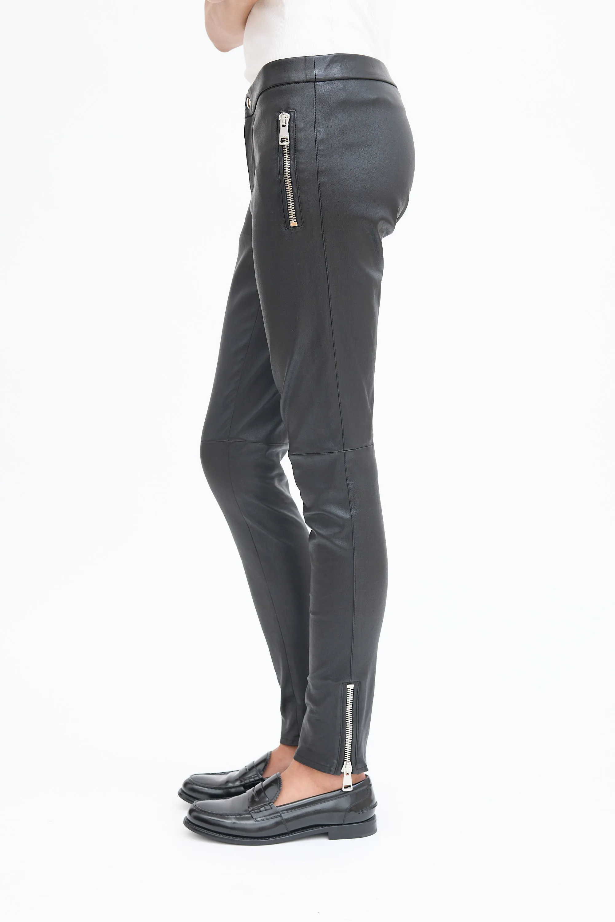 Black Leather Slim Trouser
