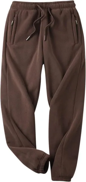 Cambkatl Men's Fleece Lined Thermal Jogger Pants, Warm Winter Casual Elastic Waist Drawstring Basic Sweatpants with Pockets