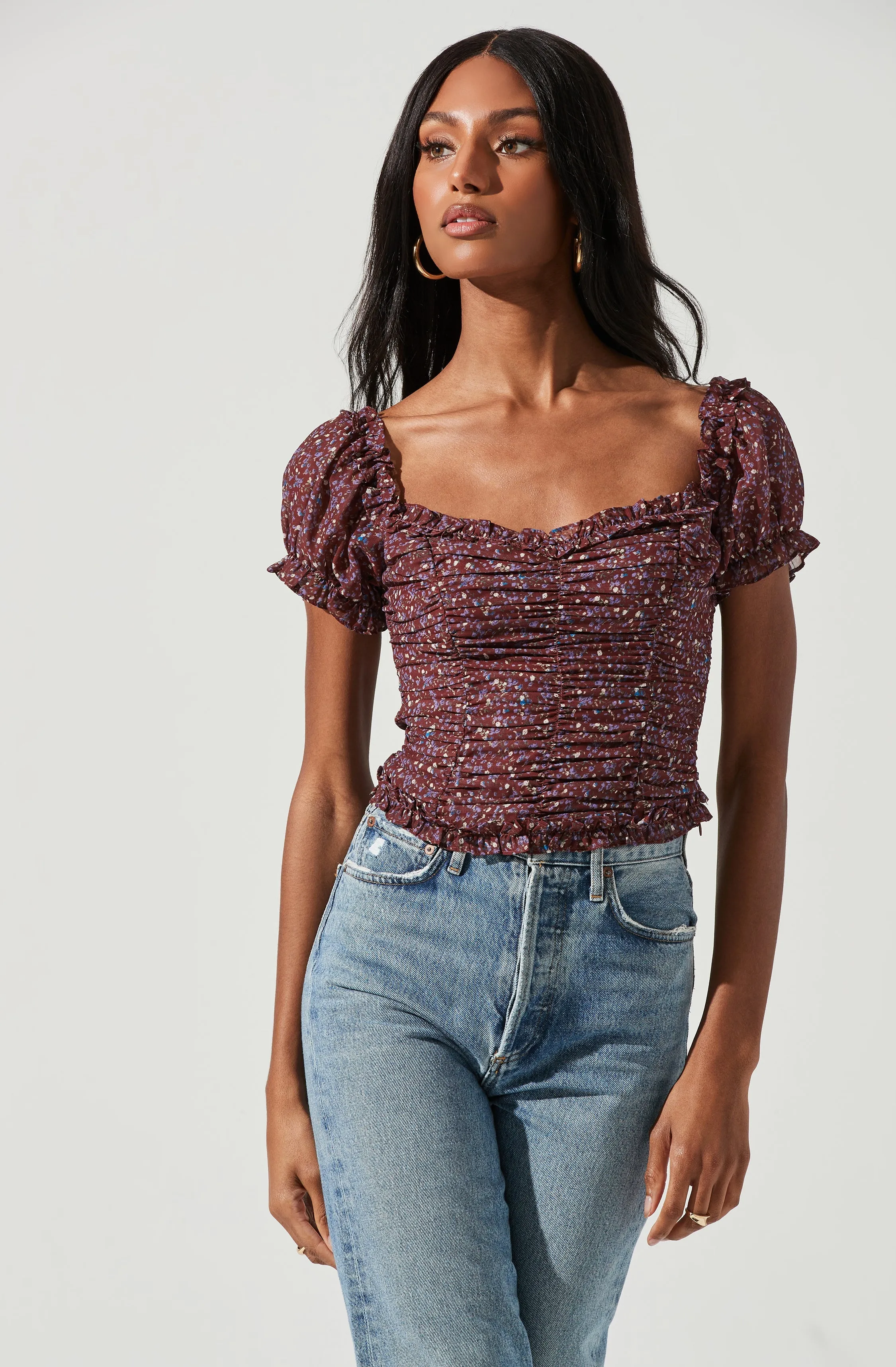 Helena Floral Ruched Top