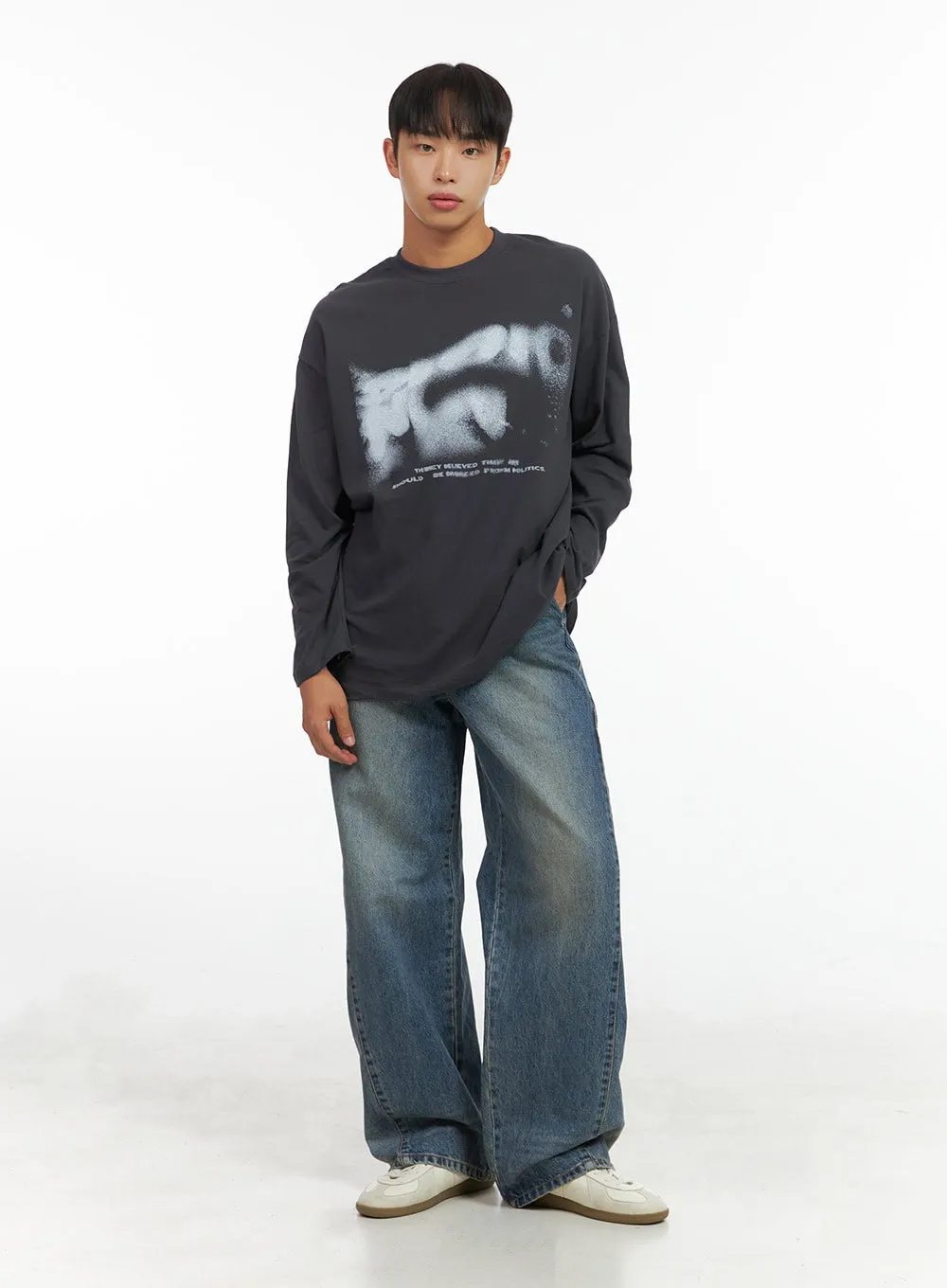 Men's Subtle Stitch Wide Leg Jeans CO408