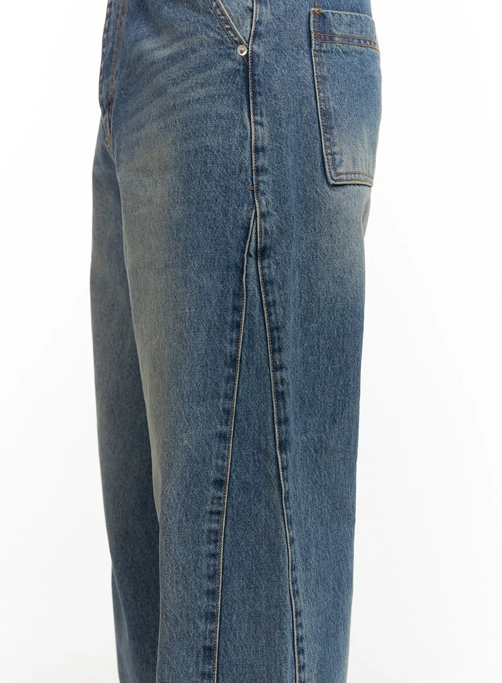 Men's Subtle Stitch Wide Leg Jeans CO408