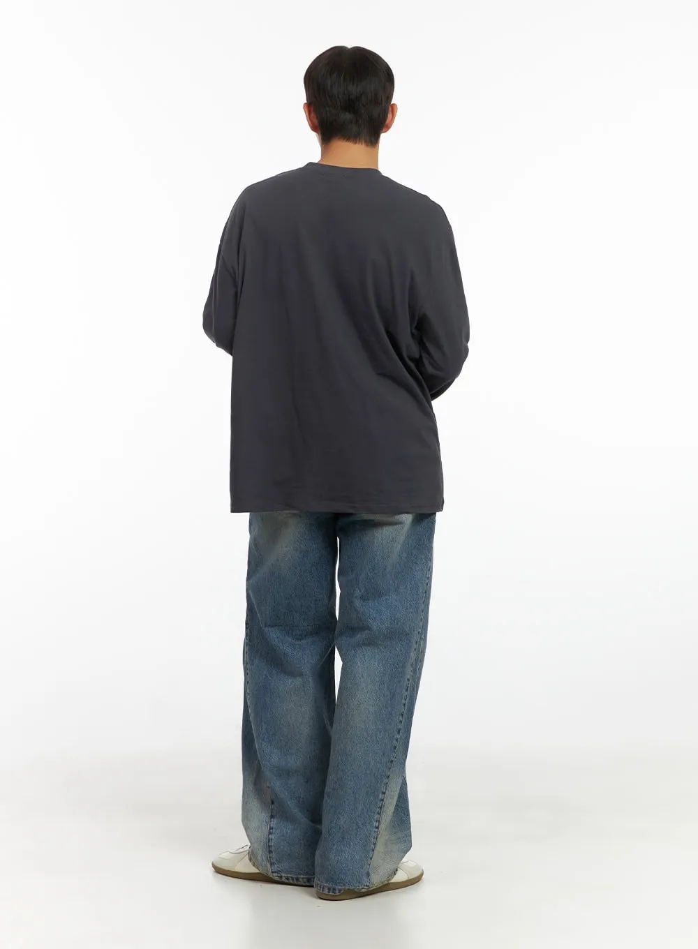 Men's Subtle Stitch Wide Leg Jeans CO408