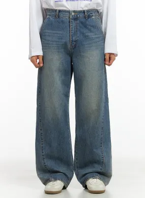 Men's Subtle Stitch Wide Leg Jeans CO408