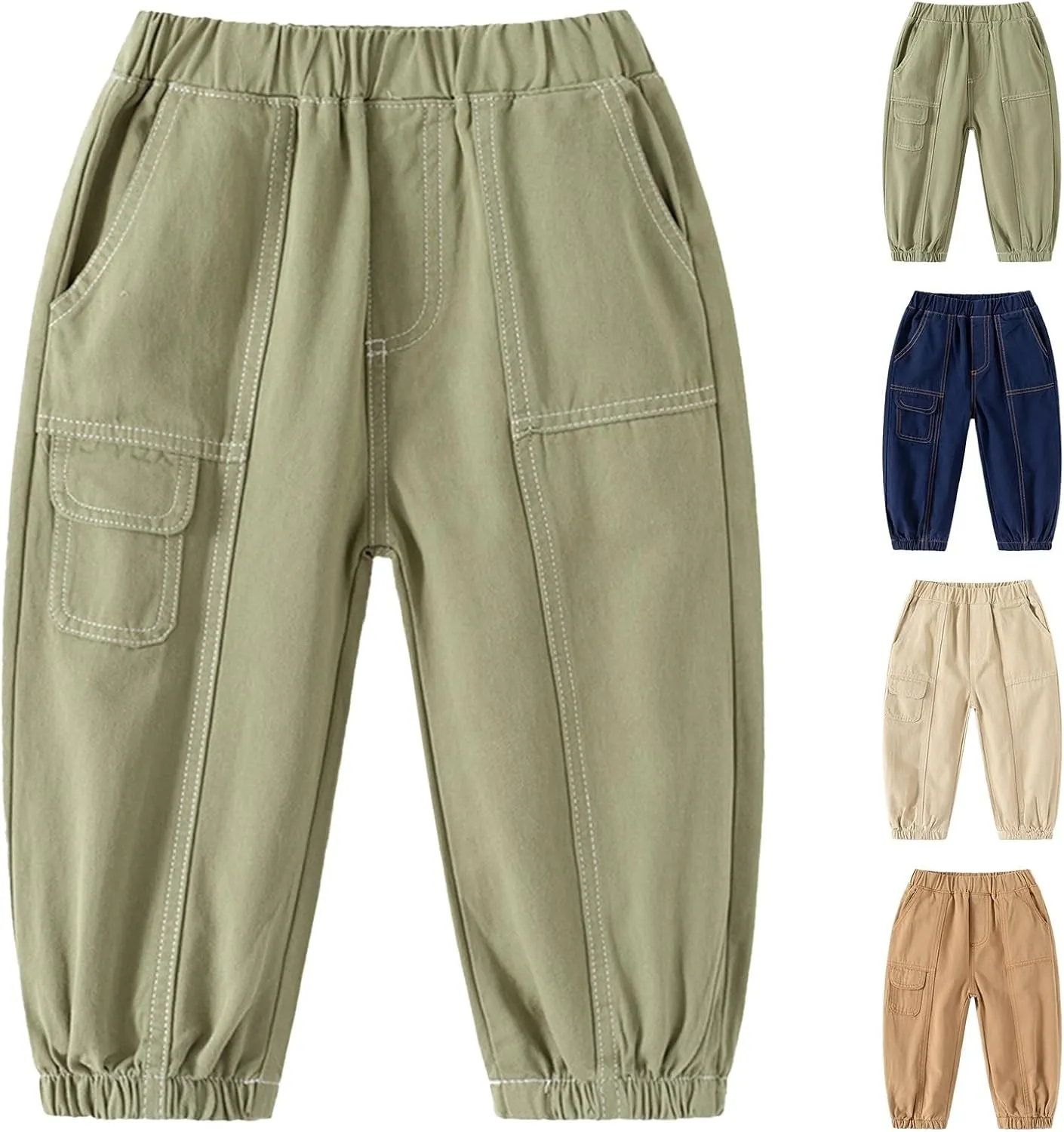 Toddler Boys Cargo Sweatpants Elastic Waist with Pockets Kids Baggy School Pants Plain Casual Aesthetic Joggers