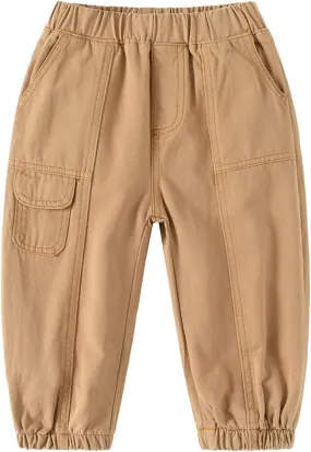 Toddler Boys Cargo Sweatpants Elastic Waist with Pockets Kids Baggy School Pants Plain Casual Aesthetic Joggers