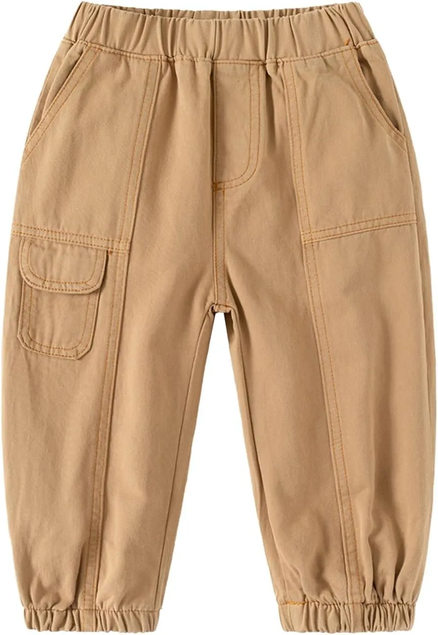 Toddler Boys Cargo Sweatpants Elastic Waist with Pockets Kids Baggy School Pants Plain Casual Aesthetic Joggers