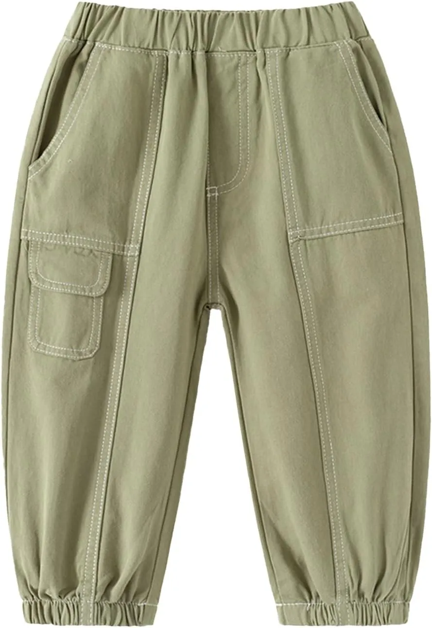 Toddler Boys Cargo Sweatpants Elastic Waist with Pockets Kids Baggy School Pants Plain Casual Aesthetic Joggers