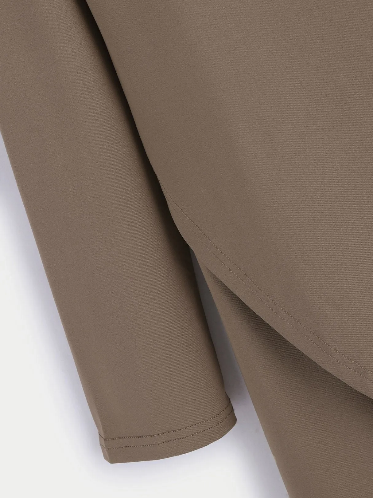 Wholesale Khaki Round Neck Long Sleeve Plain Crossed Front Midi Dress
